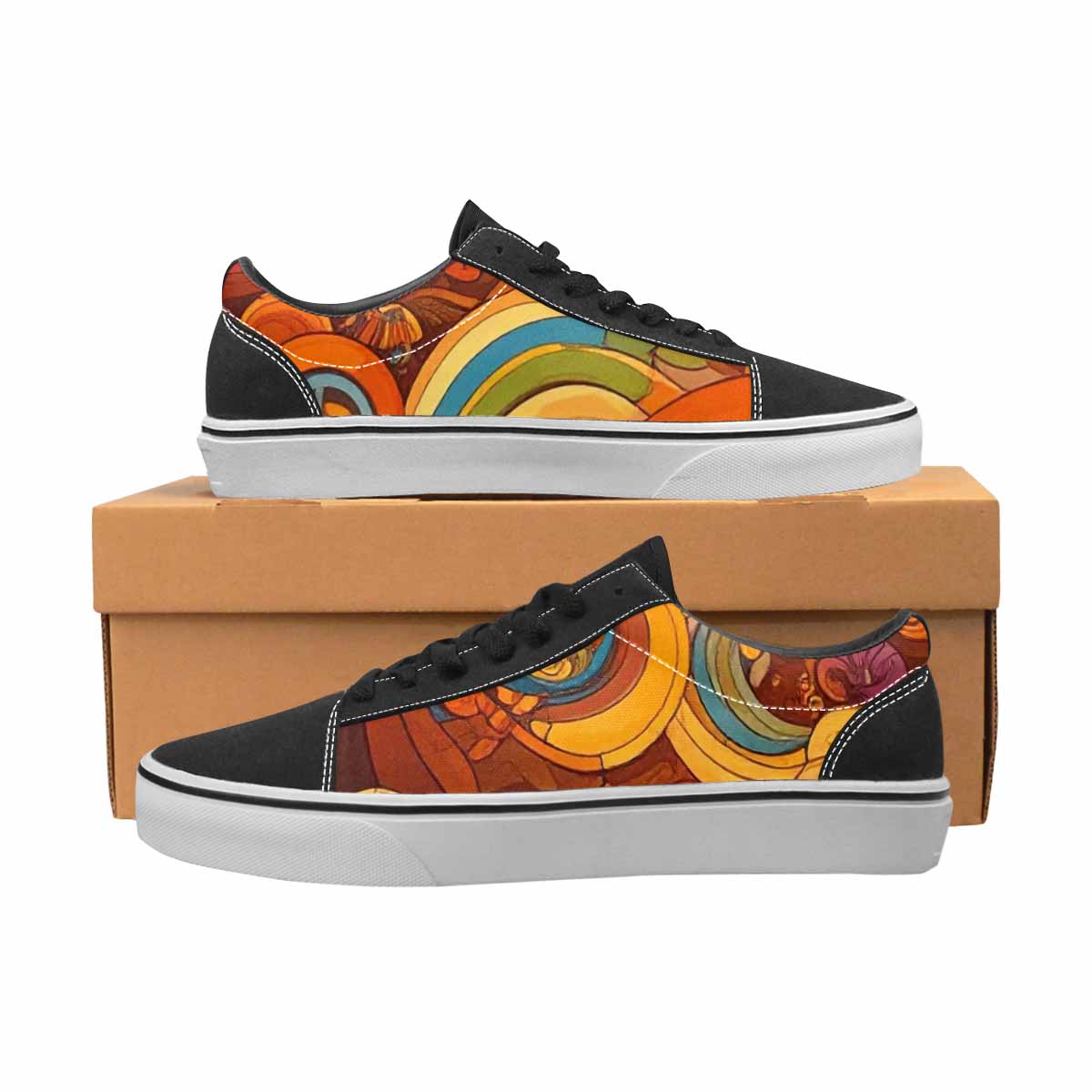 MEN'S Groovy 70S Peace Canvas Lace-Up Neon Fantasy Custom Shoes