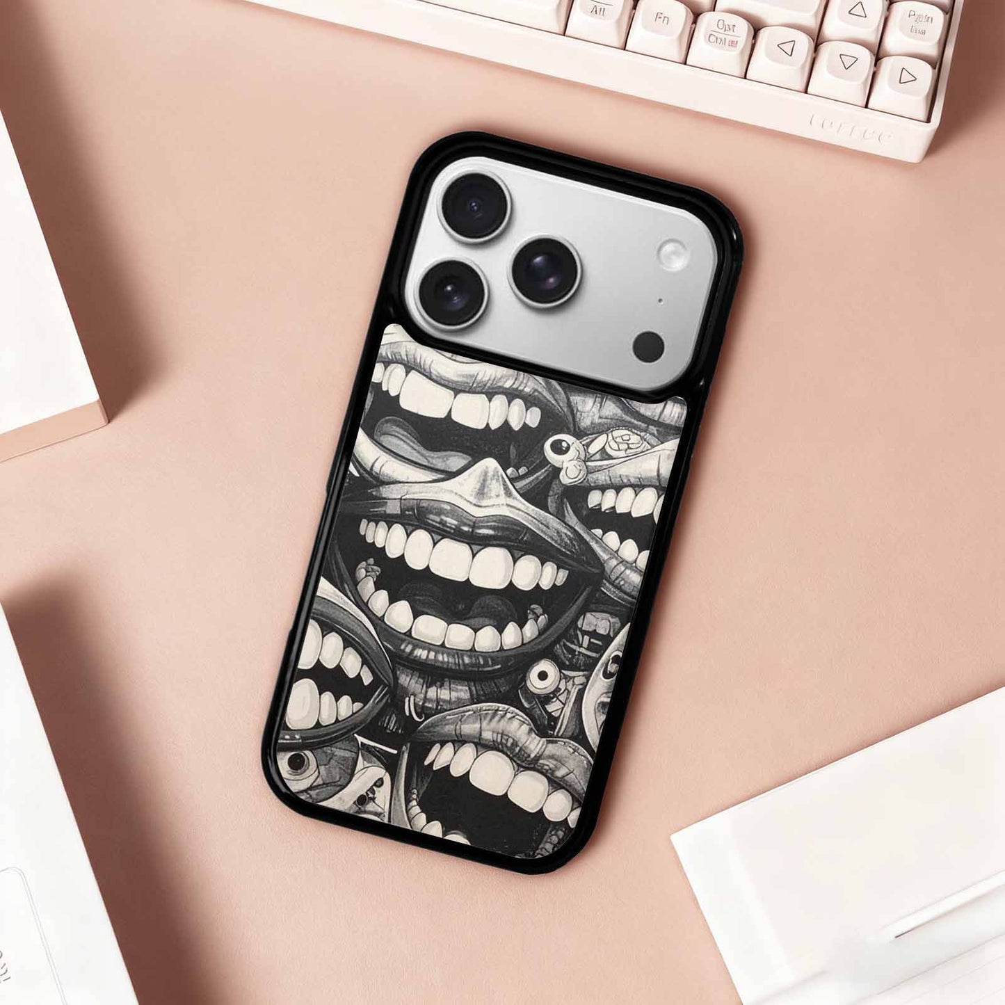 iPhone 17 Pro Case — Seamless Repeating Pattern Of Overlapping Cartoon, Custom Printed Phone Case