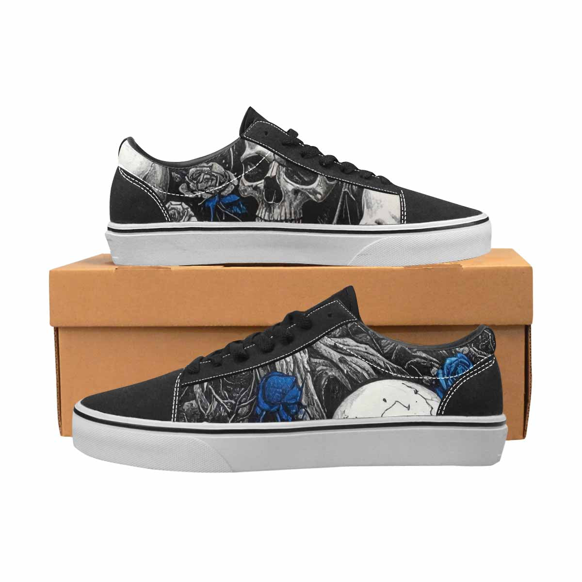 WOMEN'S Skull Roses Lace-Up Canvas Neon Fantasy Custom Shoes