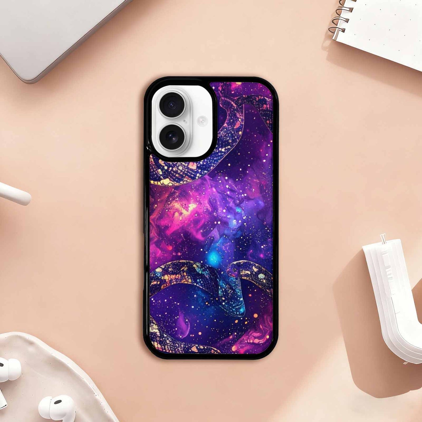 iPhone 17 Case — Galaxy Snake Print Galaxy Space, Custom Designed Case Cover