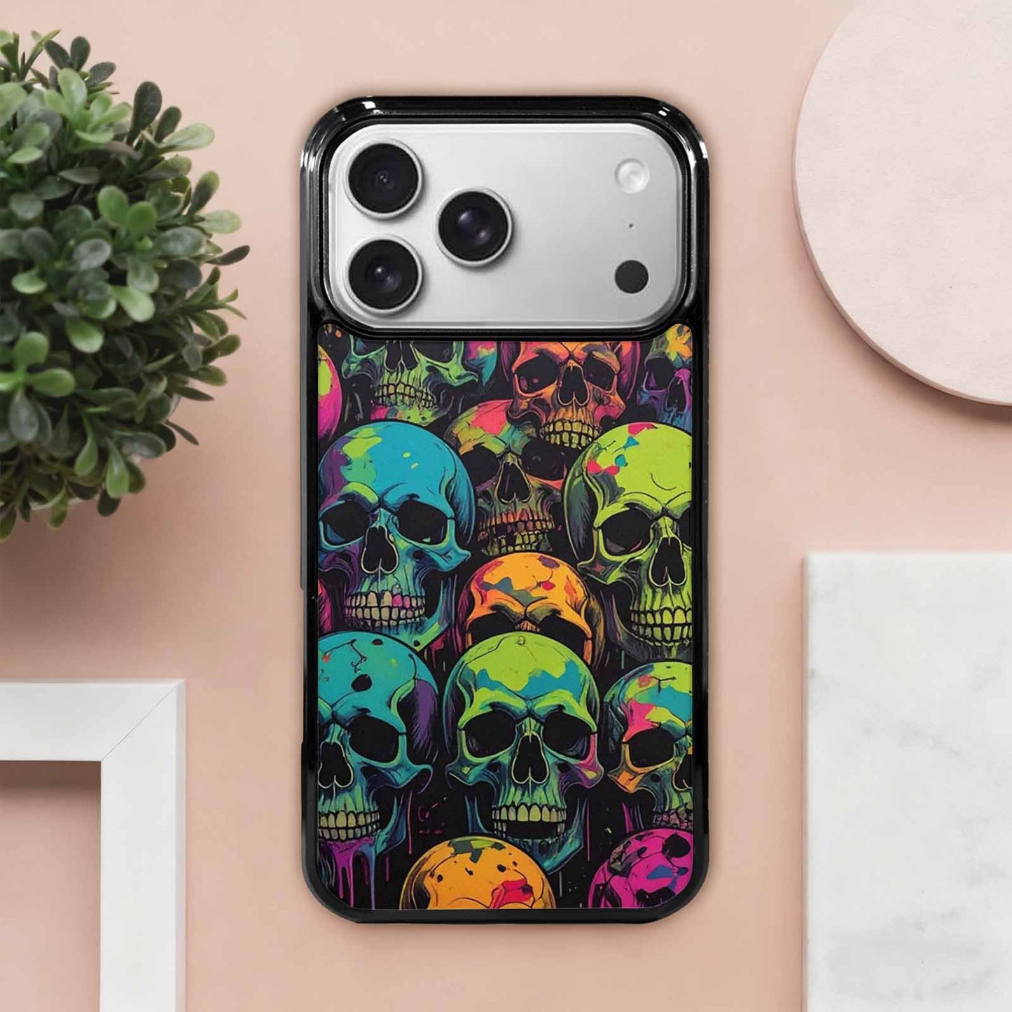 iPhone 17 Pro Max Case — Of Skulls Neon Camo Gothic Skulls, Unique Phone Case Design