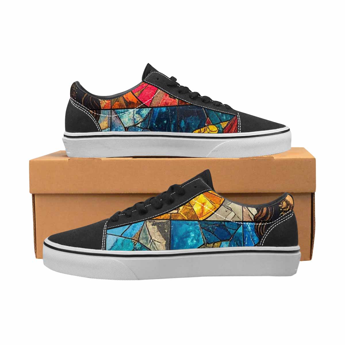 MEN'S Jesus Face Small Canvas Lace-Up Neon Fantasy Custom Shoes