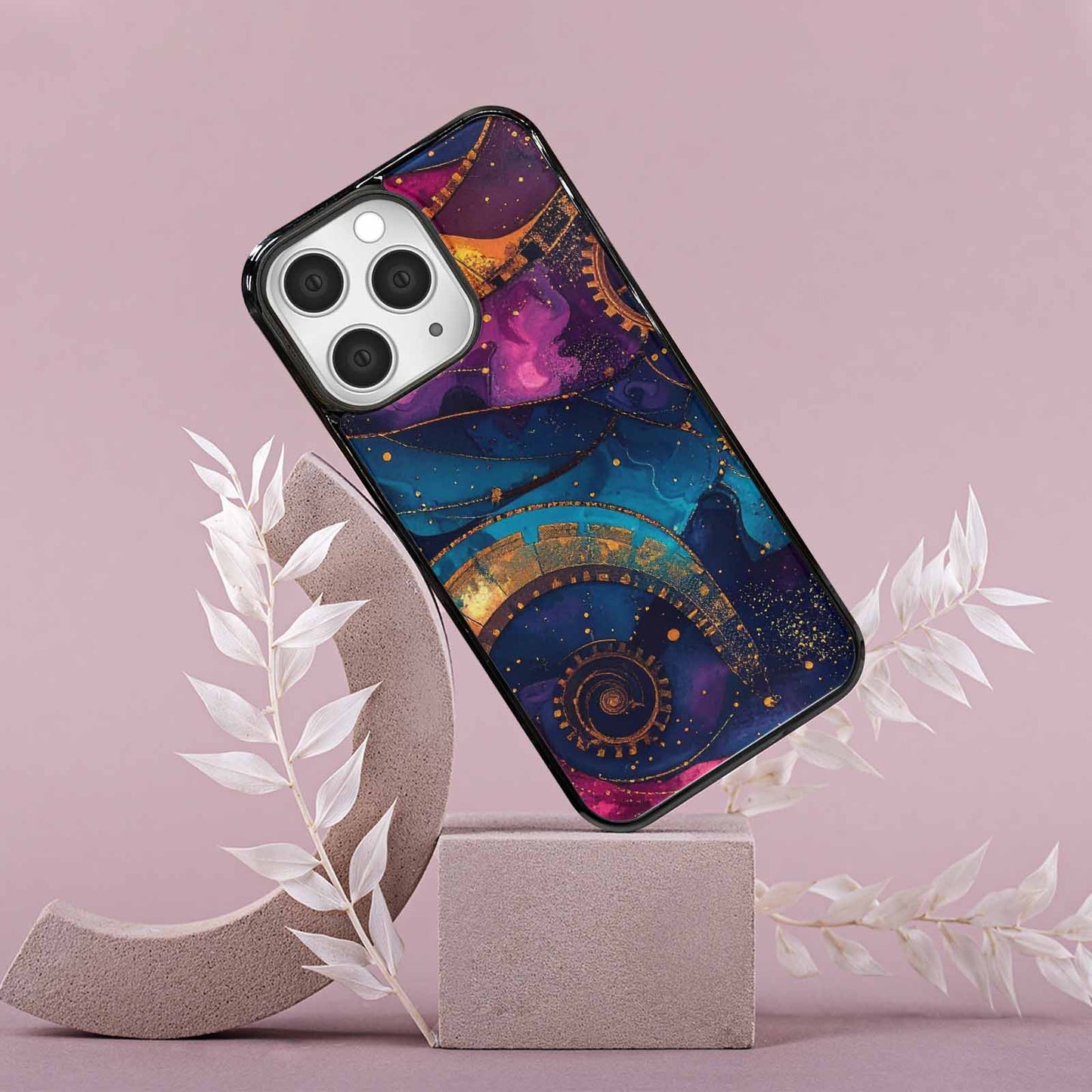iPhone 15 Pro Max Case — Steampunk Galaxy Art Seamless Pattern Vibrant, Custom Made Phone Cover