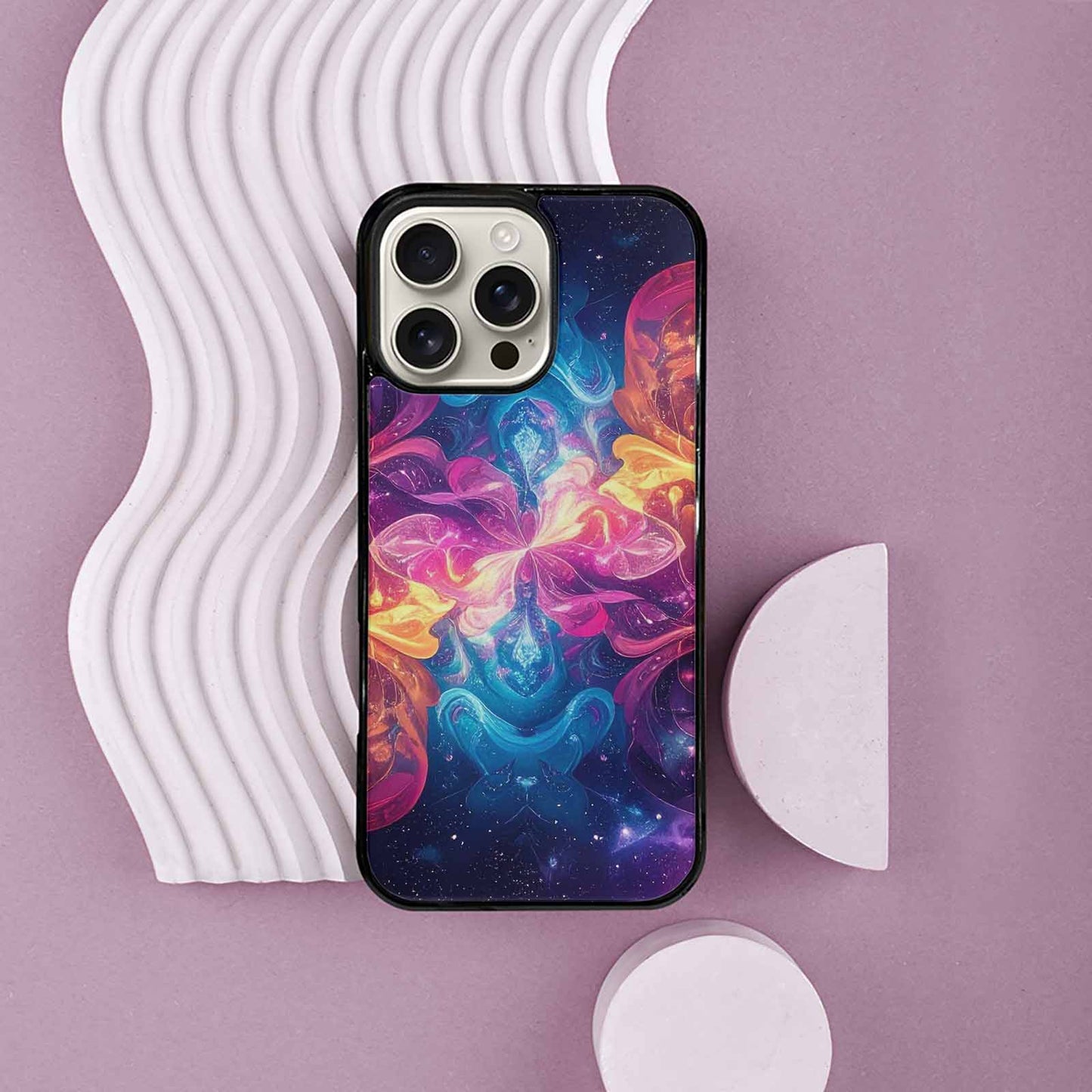 iPhone 16 Pro Max Case — Rose Galaxy Art Seamless Pattern Vibrant, Custom Designed Case Cover