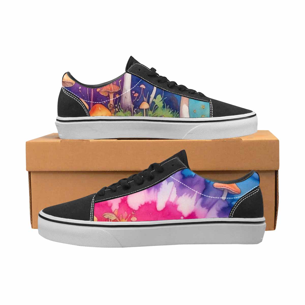WOMEN'S Mushrooms Tie Dye Lace-Up Canvas Grunge Shoes