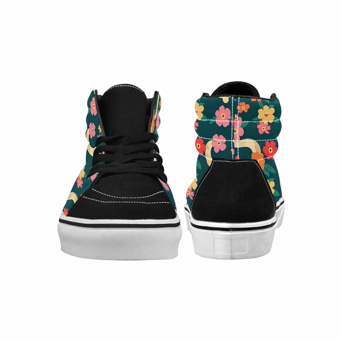 MEN'S Floral Snake Print High Top Canvas Wallpaper Art Sneakers