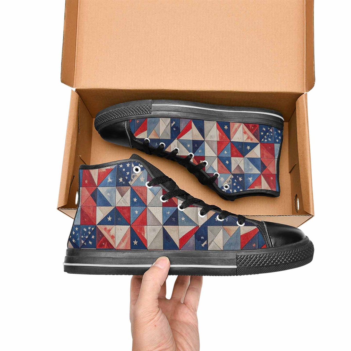 MEN'S American Flag Stars High Top Canvas Grunge Custom Sneakers