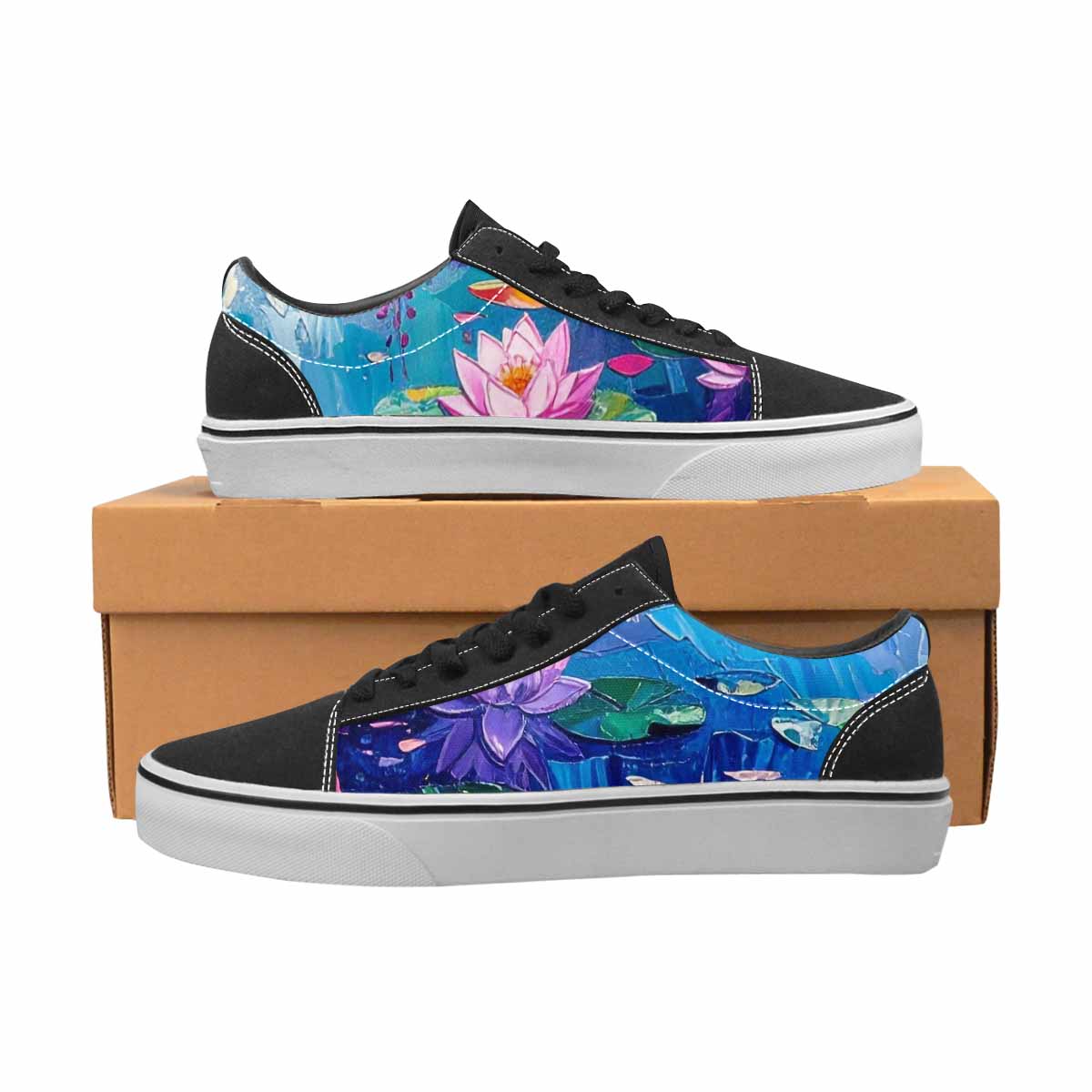 WOMEN'S Full Color Vibrant Monet Lace-Up Canvas Neon Fantasy Custom Shoes