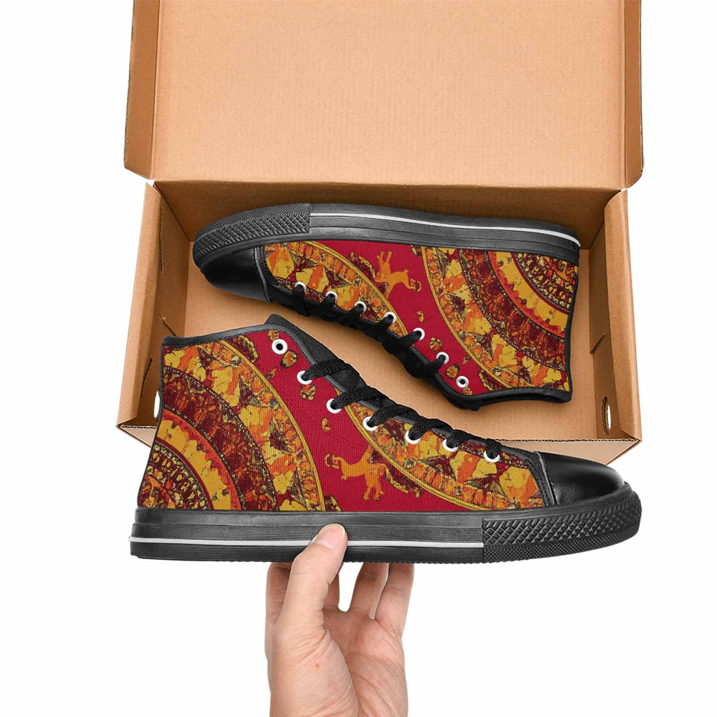 WOMEN'S Mandala Lions High Top Canvas Grunge Sneakers