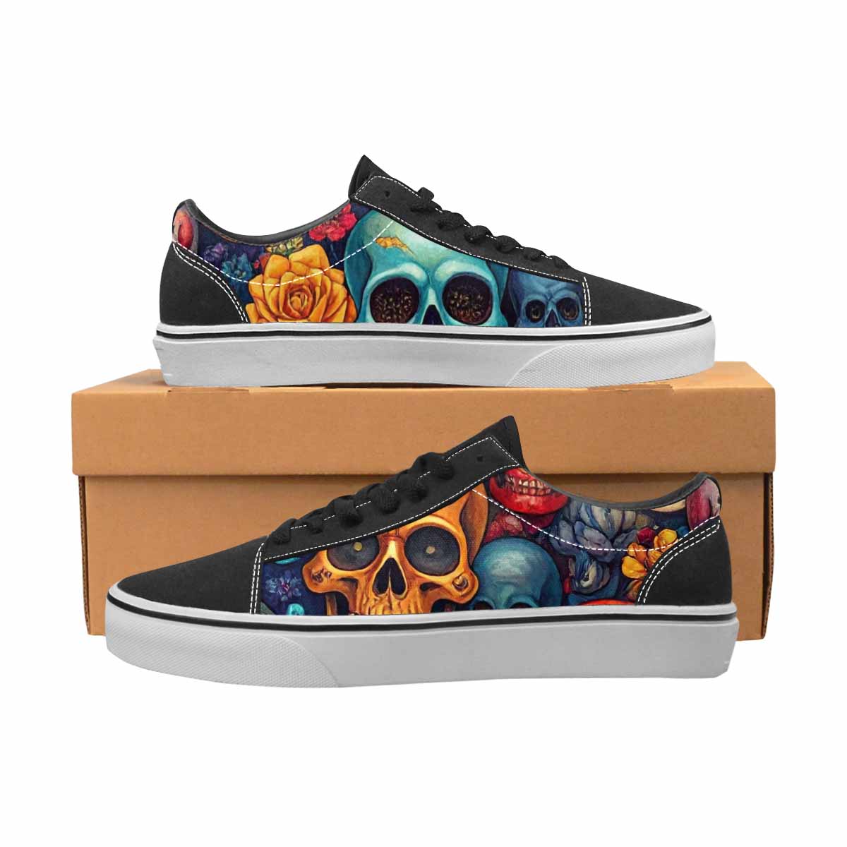 MEN'S Skull Canvas Lace-Up Surreal Custom Shoes