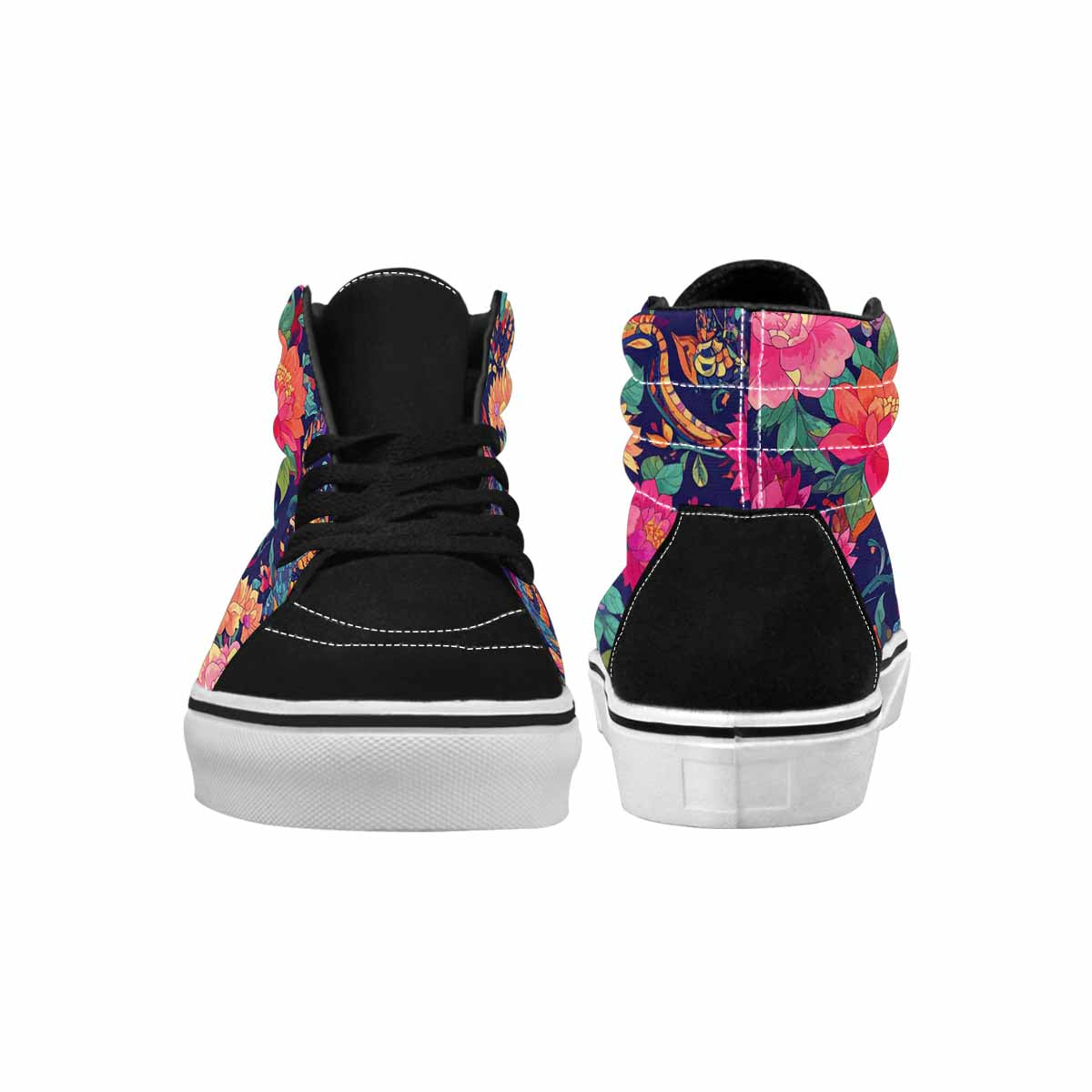 MEN'S Floral Snake Print High Top Canvas Vivid Custom Shoes