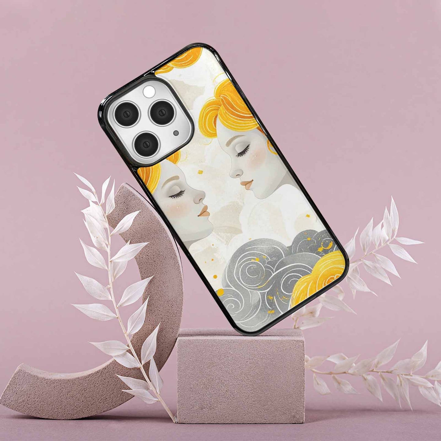 iPhone 15 Pro Max Case — Gemini Twins Zodiac Pattern Seamless Repeat, Unique Phone Case Design