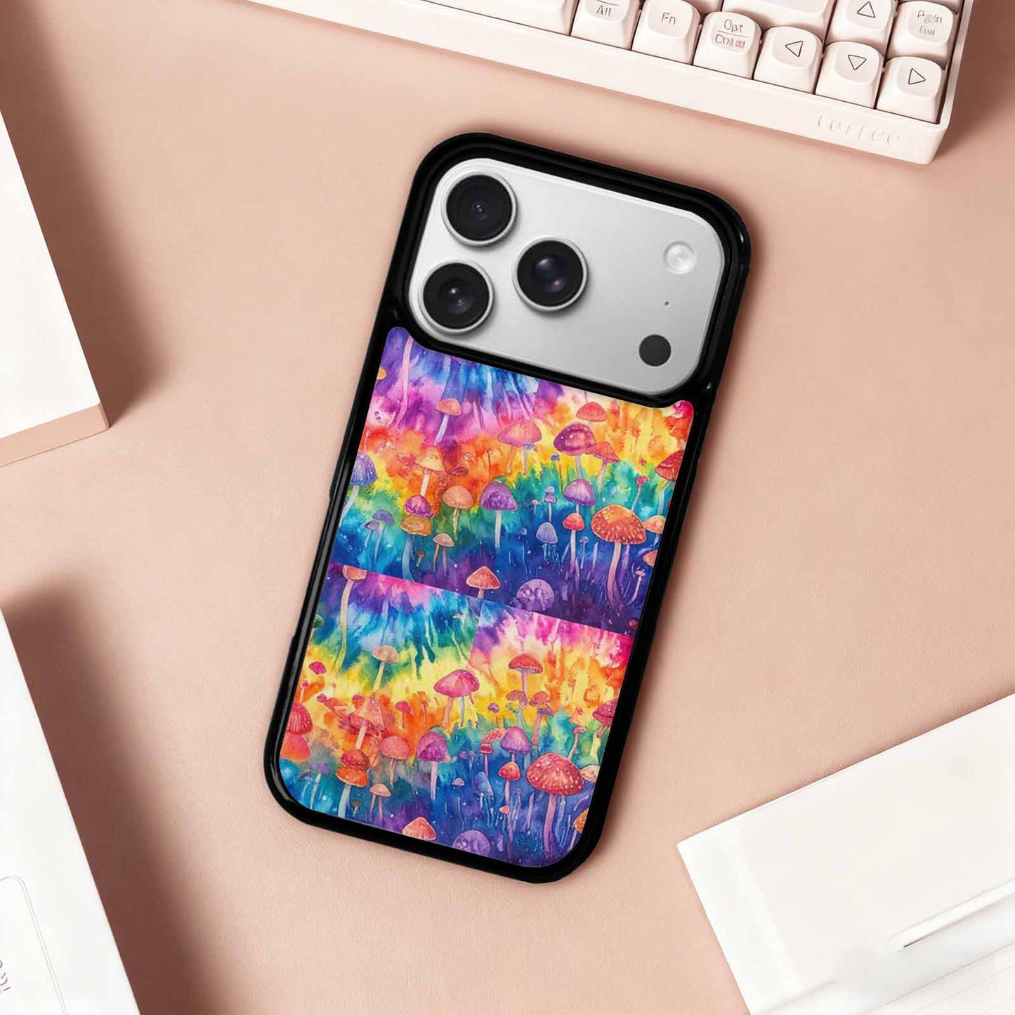 iPhone 17 Pro Case — Mushrooms Tie Dyemushrooms Pat Tie Dye, Personalized Phone Case