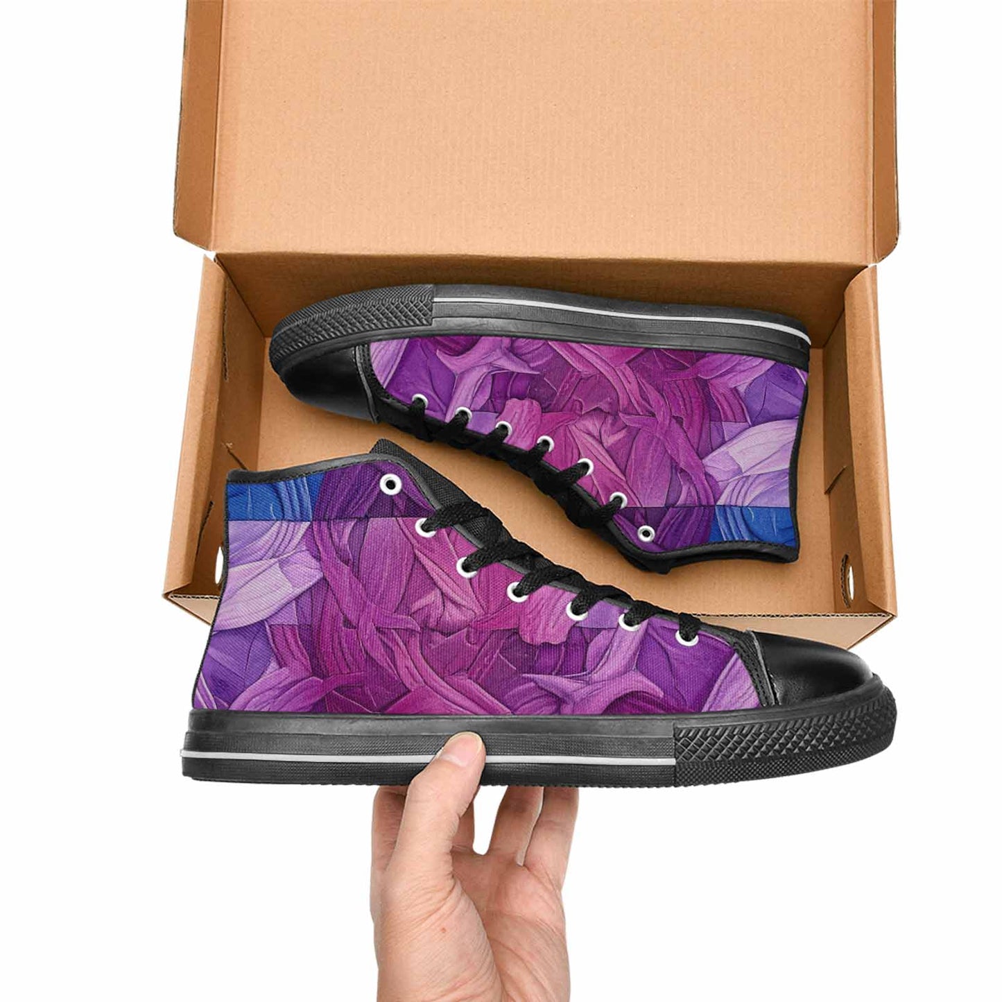 MEN'S Bisexual Flag Color High Top Canvas Vivid Custom Sneakers