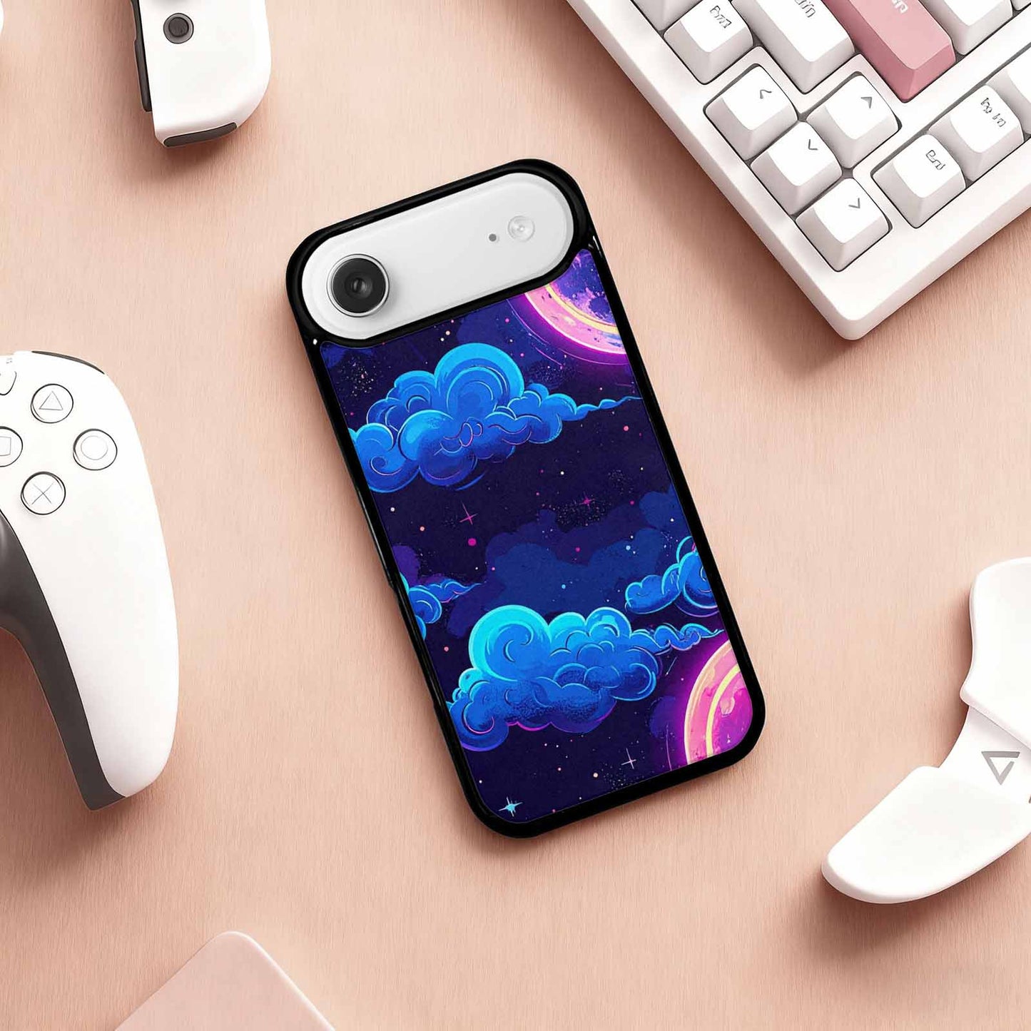 iPhone 17 Air Case — Neon Winter Moon Seamless Cartoon Cute, Custom Art Phone Cover