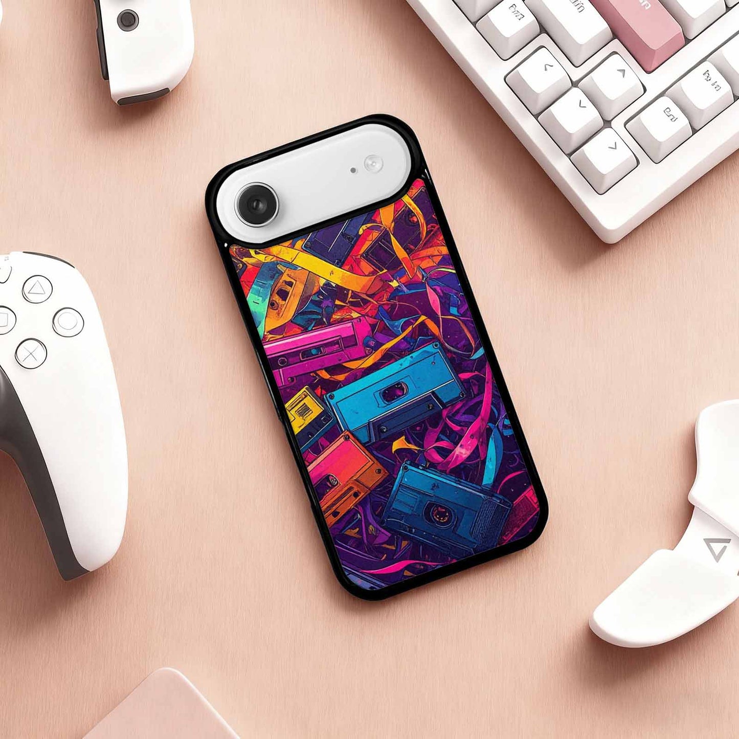 iPhone 17 Air Case — Retro Cassette Tape Pattern Hundreds Retro, Custom Phone Case