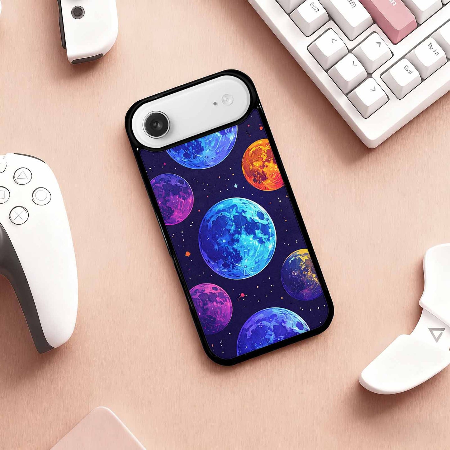 iPhone 17 Air Case — Neon Winter Moon Seamless Cartoon Cute, Custom Art Phone Cover
