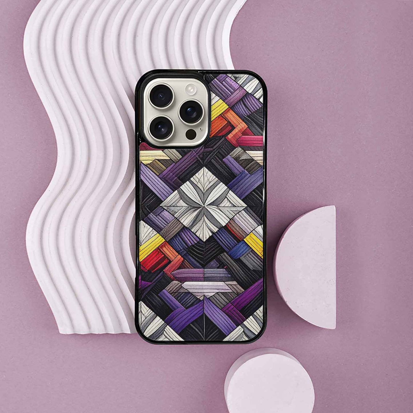 iPhone 16 Pro Max Case — Asexual Flag Color Theme Small Rainbow, Custom Made Phone Cover