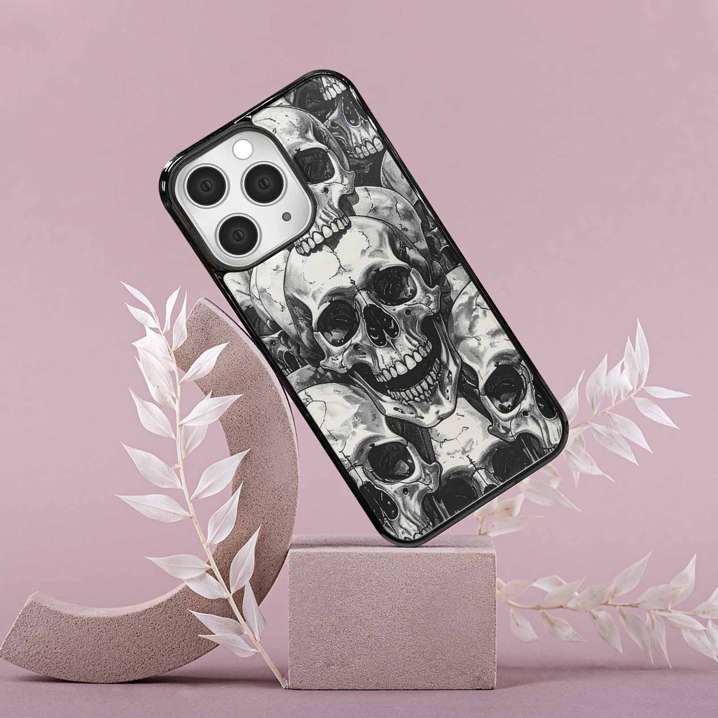 iPhone 15 Pro Max Case — Tessellated Human Skulls Custom, Custom Phone Case