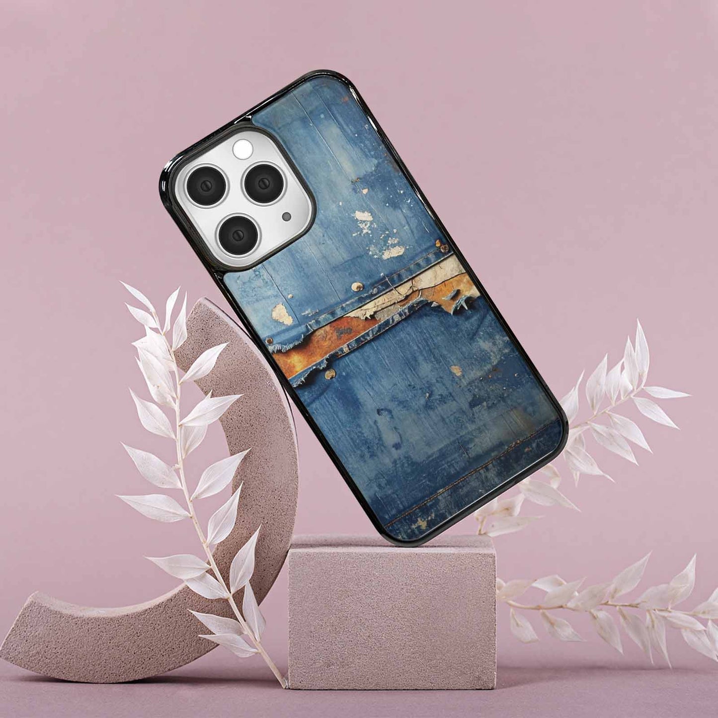 iPhone 15 Pro Max Case — Denim Distressed Textures Print Edge To, Unique Phone Case Design