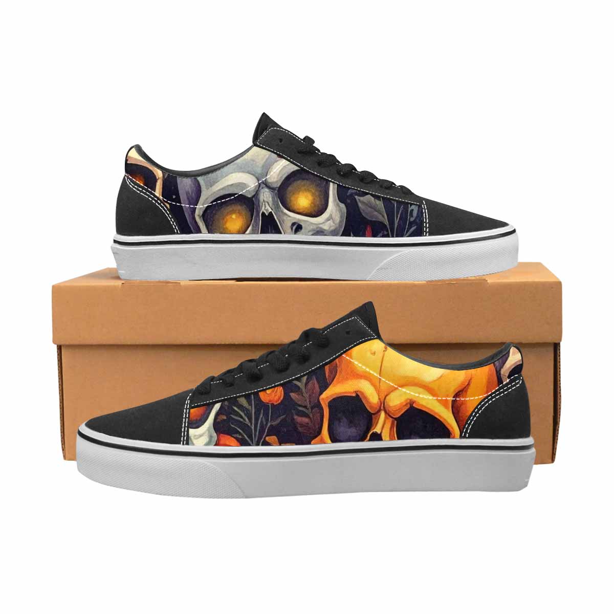 WOMEN'S Skulls - Halloween Canvas Lace-Up Cottagecore Custom Shoes