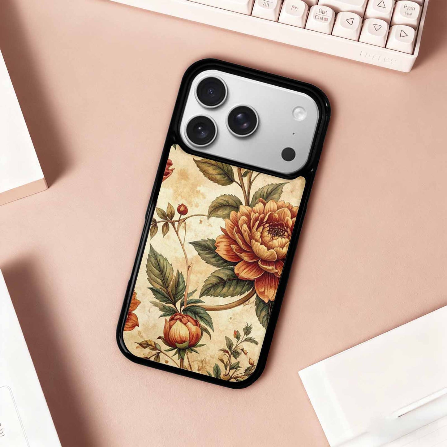 iPhone 17 Pro Case — Vintage Botanical Art Pattern Floral, Custom Designed Case Cover