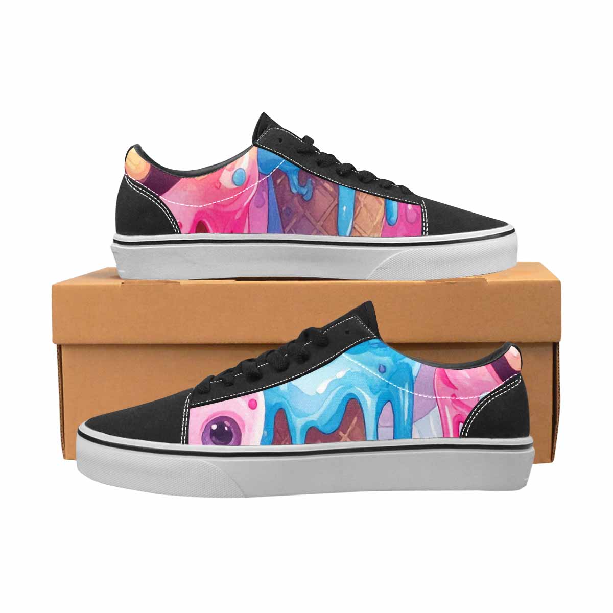 MEN'S Melting Icecream Cone Monster Canvas Lace-Up Neon Fantasy Sneakers