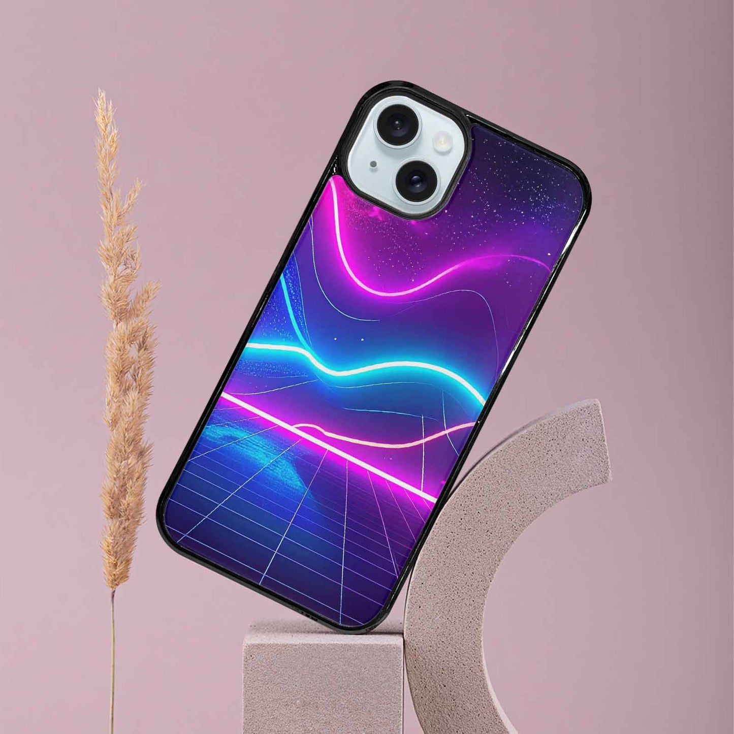 iPhone 15 Plus Case — 1980s Neon Cartoon Art Pattern, Unique Phone Case Design