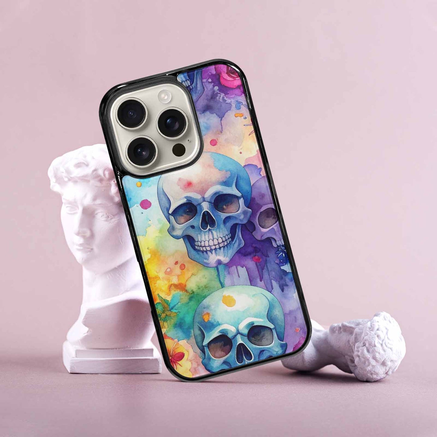 iPhone 16 Pro Case — Kulls Watercolor Skulls Small Skull Pattern, Unique Phone Case Design