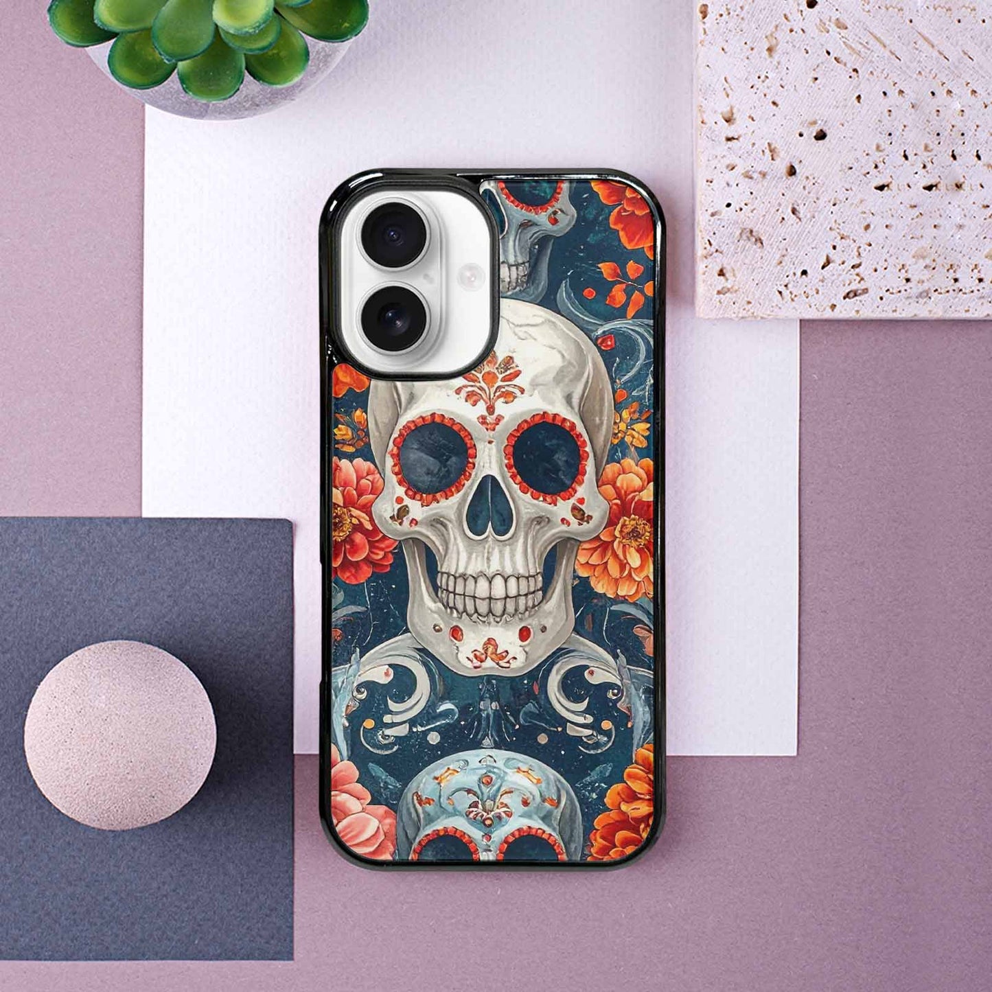 iPhone 16 Case — Marble Skull Custom, Personalized Phone Case