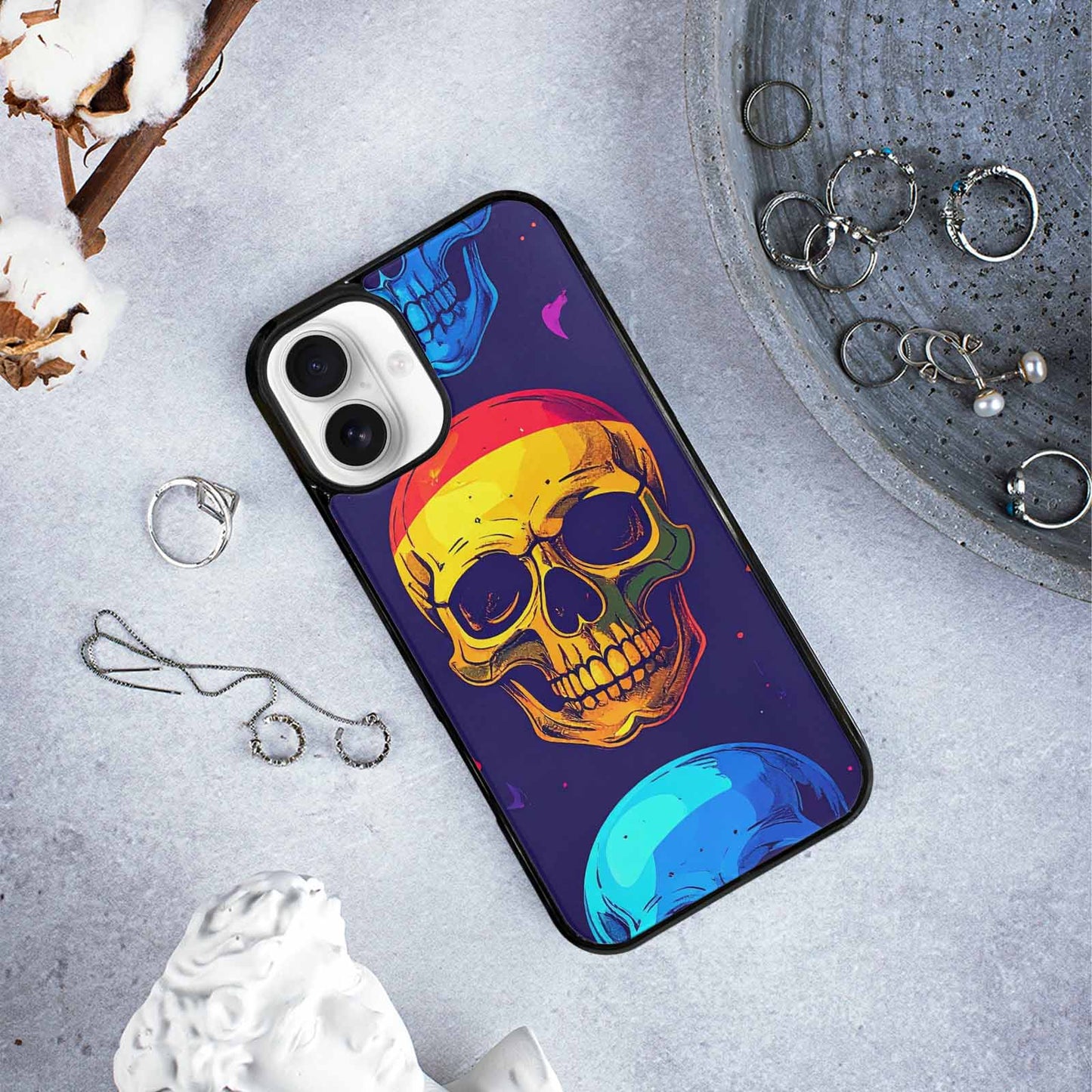 iPhone 16 Plus Case — Pride Flag Skulls Seamless Pattern Vibrant, Custom Print Case Cover