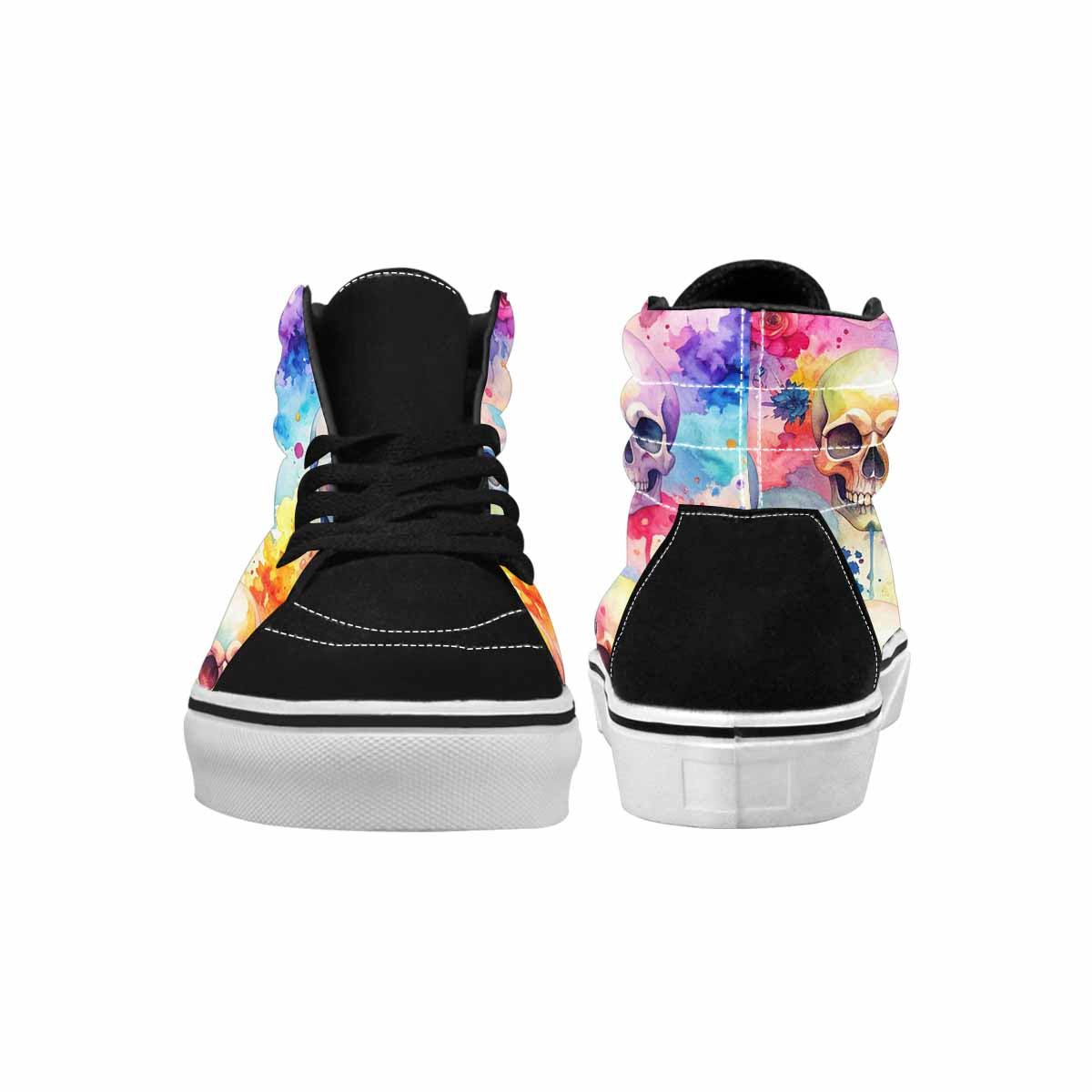 WOMEN'S Kulls - Watercolor High Top Canvas Wallpaper Art Custom Sneakers