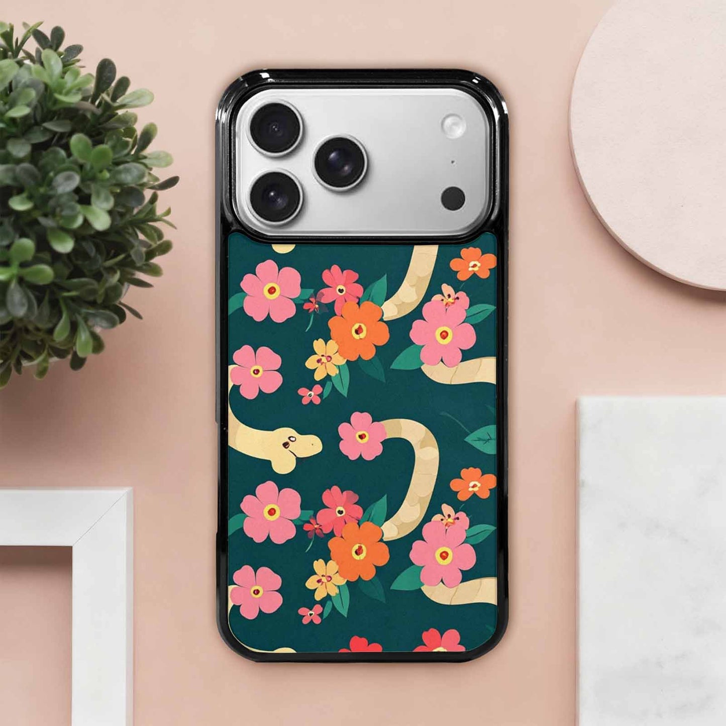 iPhone 17 Pro Max Case — Floral Snake Print Floral, Custom Print Case Cover