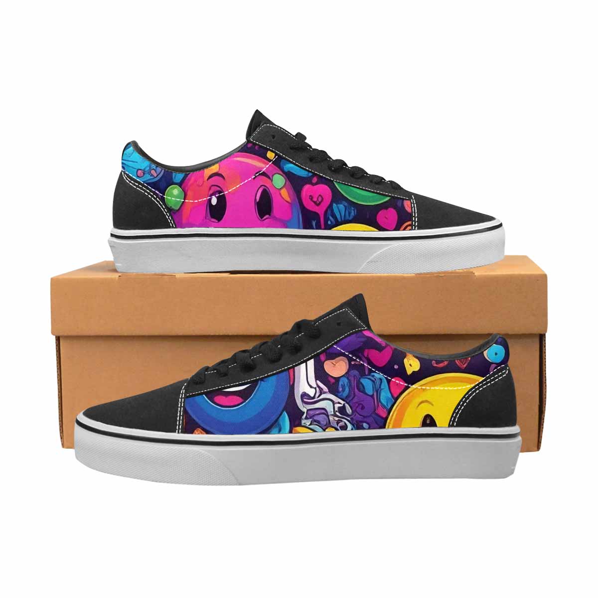 WOMEN'S Yellow Smiley Face Canvas Lace-Up Y2K Sneakers
