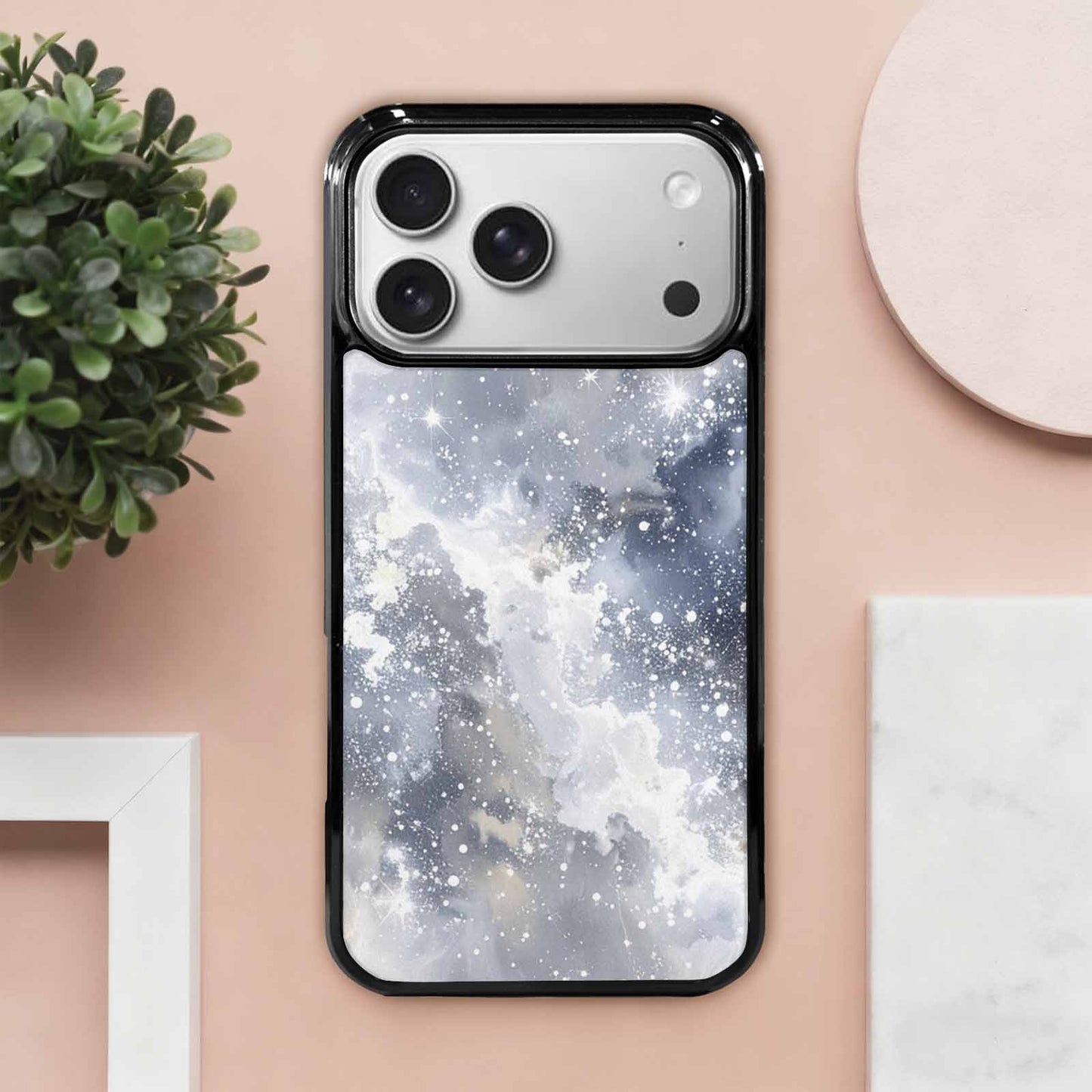iPhone 17 Pro Max Case — Galaxy Art Silver White Galaxy Space, Personalized Phone Case