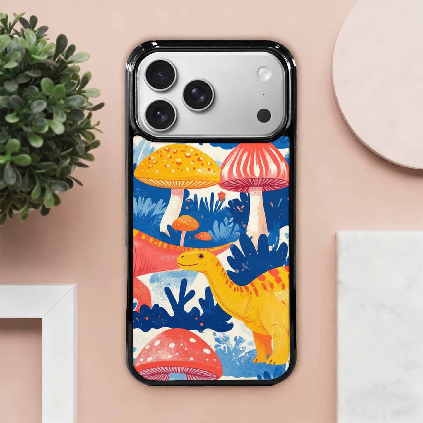 iPhone 17 Pro Max Case — Vintage Dinosaurs Mushroom Retro Vintage, Personalized Phone Case