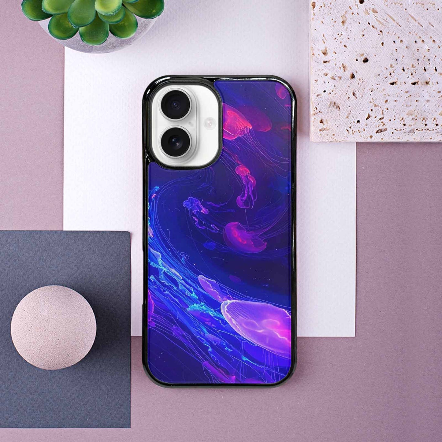 iPhone 16 Case — Jellyfish Glow Jellyfish Glow Pattern Hundreds, Custom Printed Phone Case