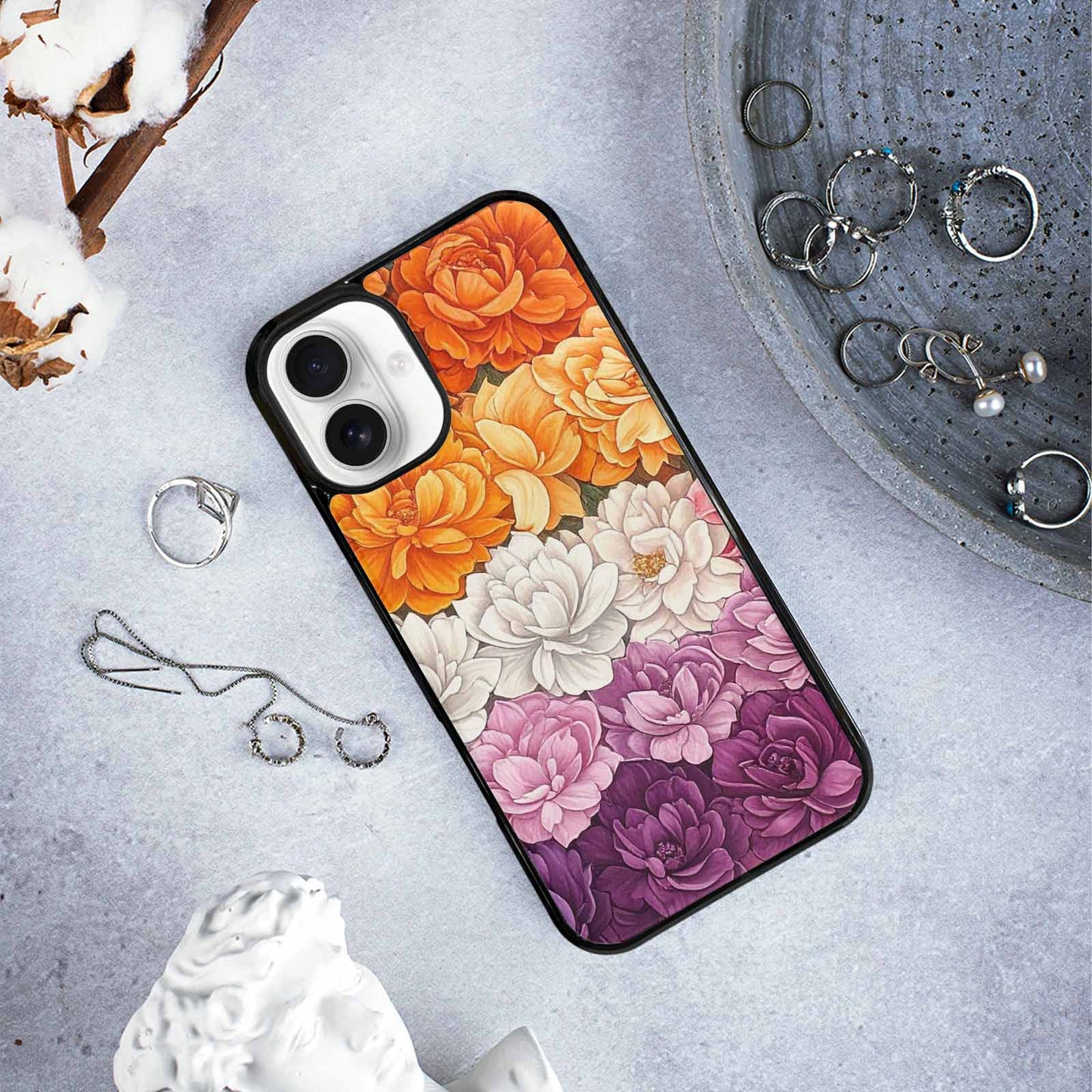 iPhone 16 Plus Case — Lesbian Flag Color Theme Small Rainbow, Custom Printed Phone Case