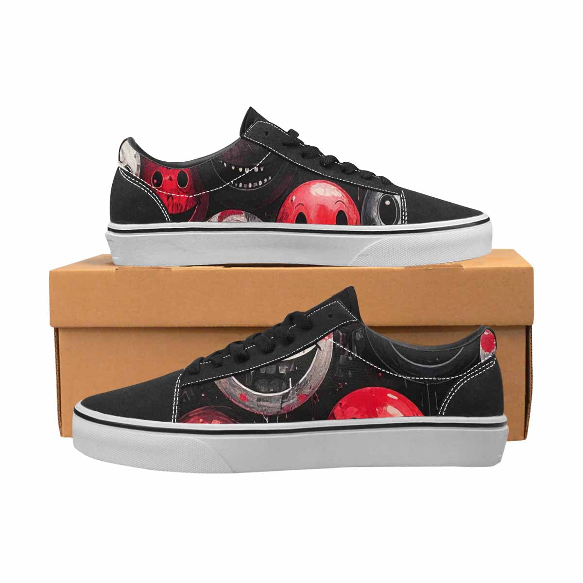 WOMEN'S Melting Moon Smiley Lace-Up Canvas Aesthetic Shoes