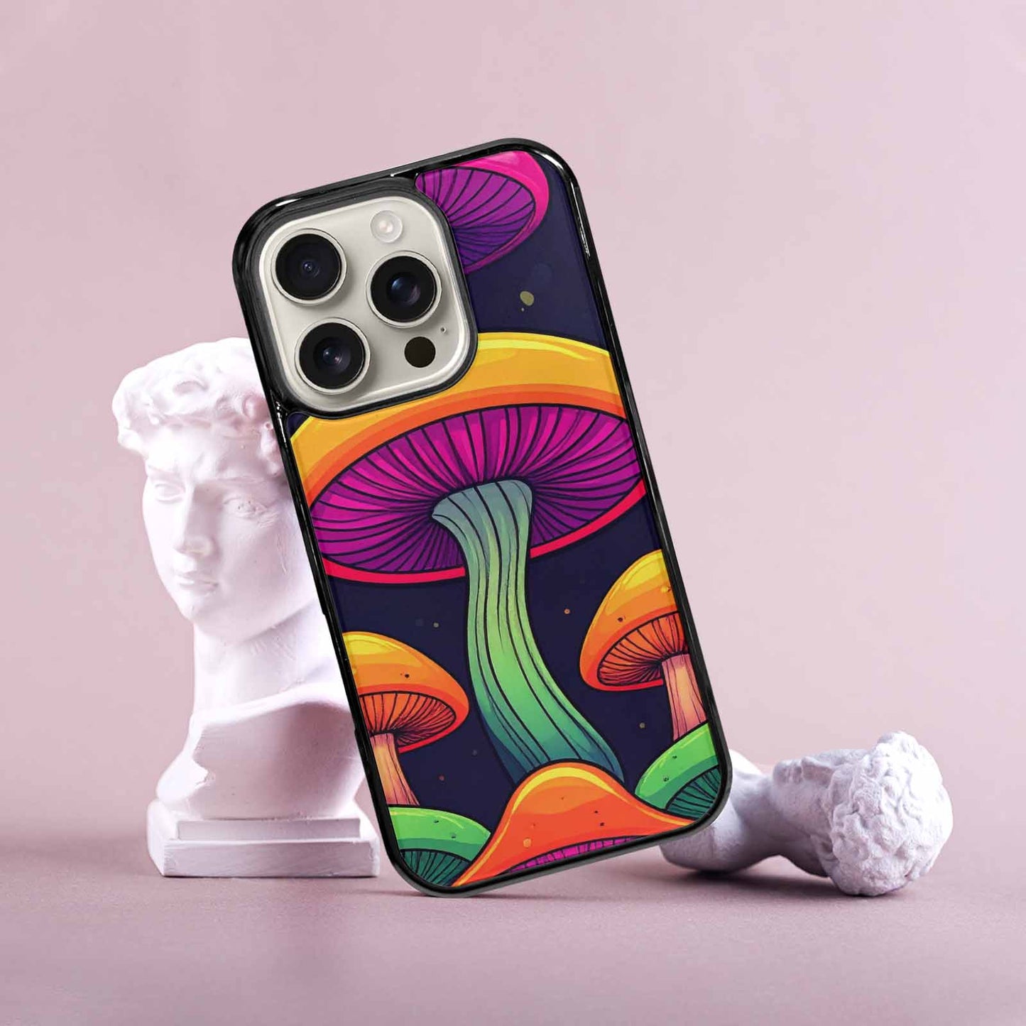 iPhone 16 Pro Case — Psychedelic Mushroom Cartoon Pattern, Custom Made Phone Cover