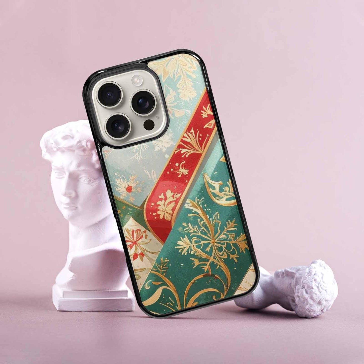 iPhone 16 Pro Case — Christmas Wrapping Paper Pattern Art Wallpaper, Custom Art Phone Cover