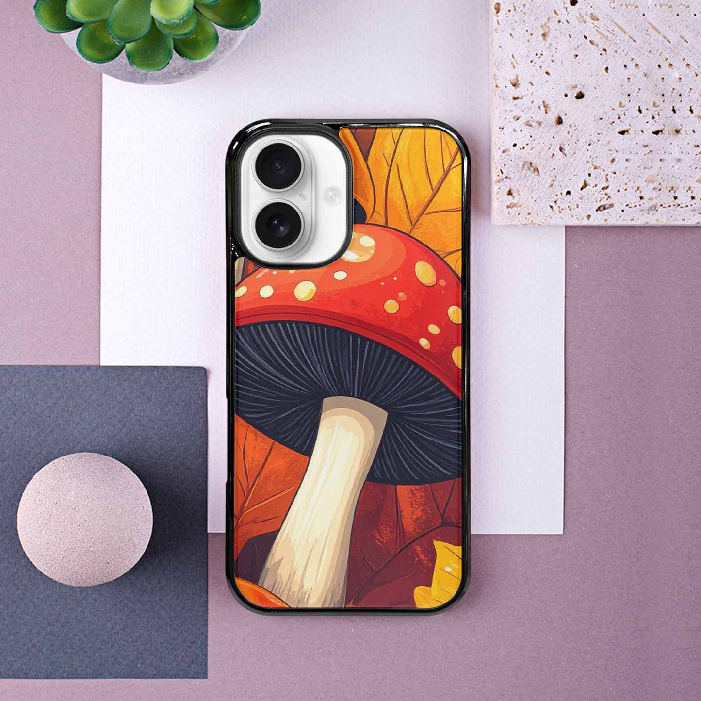 iPhone 16 Case — Bold Autumn Mushroom Bold Autumn Mushroom, Personalized Phone Case