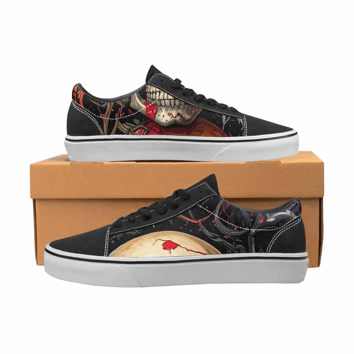 WOMEN'S Skulls Roses Melting Skulls Lace-Up Canvas Vibrant Chaos Sneakers