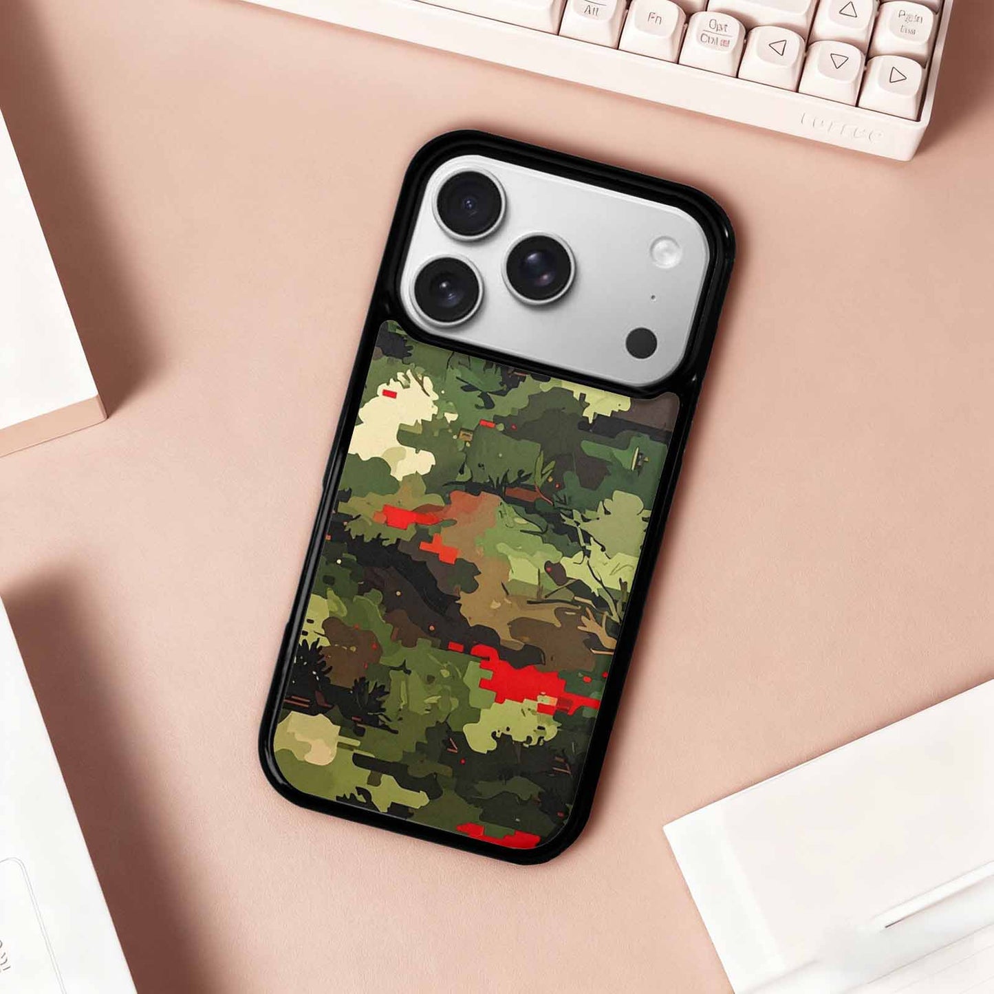 iPhone 17 Pro Case — Small Military Camouflage Blotch Pattern Camo, Custom Print Case Cover