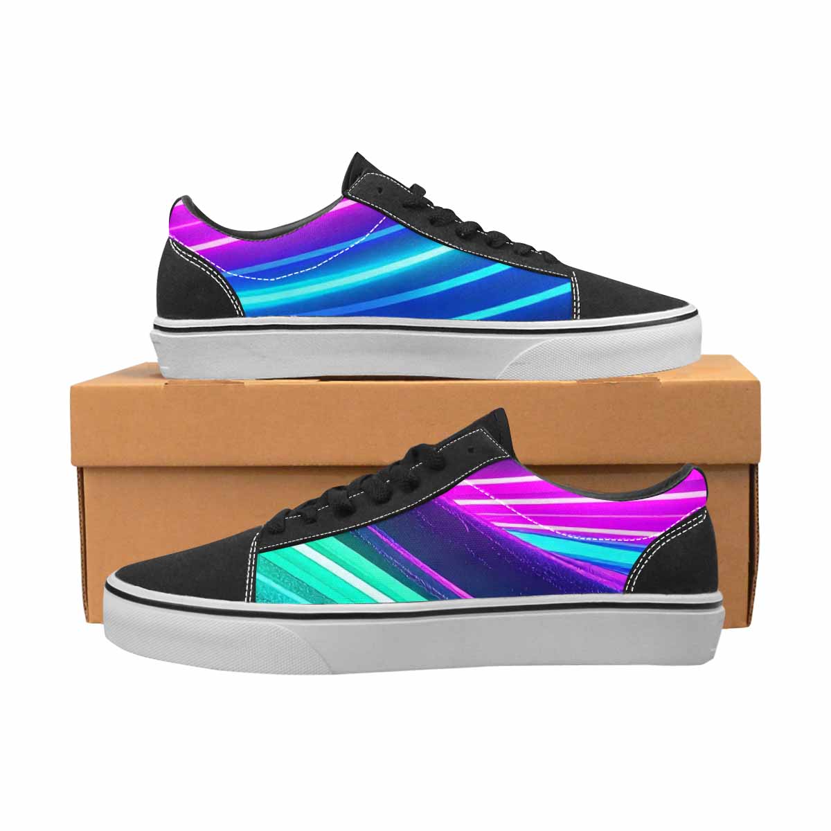 MEN'S 80S Neon Cartoon Canvas Lace-Up Vibrant Chaos Custom Shoes