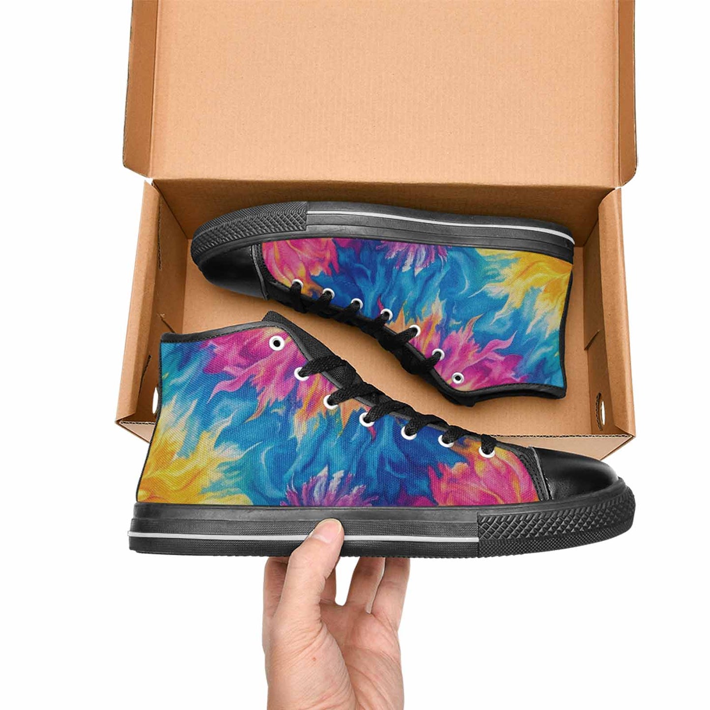 MEN'S Tie Dye Swirl High Top Canvas Grunge Custom Shoes