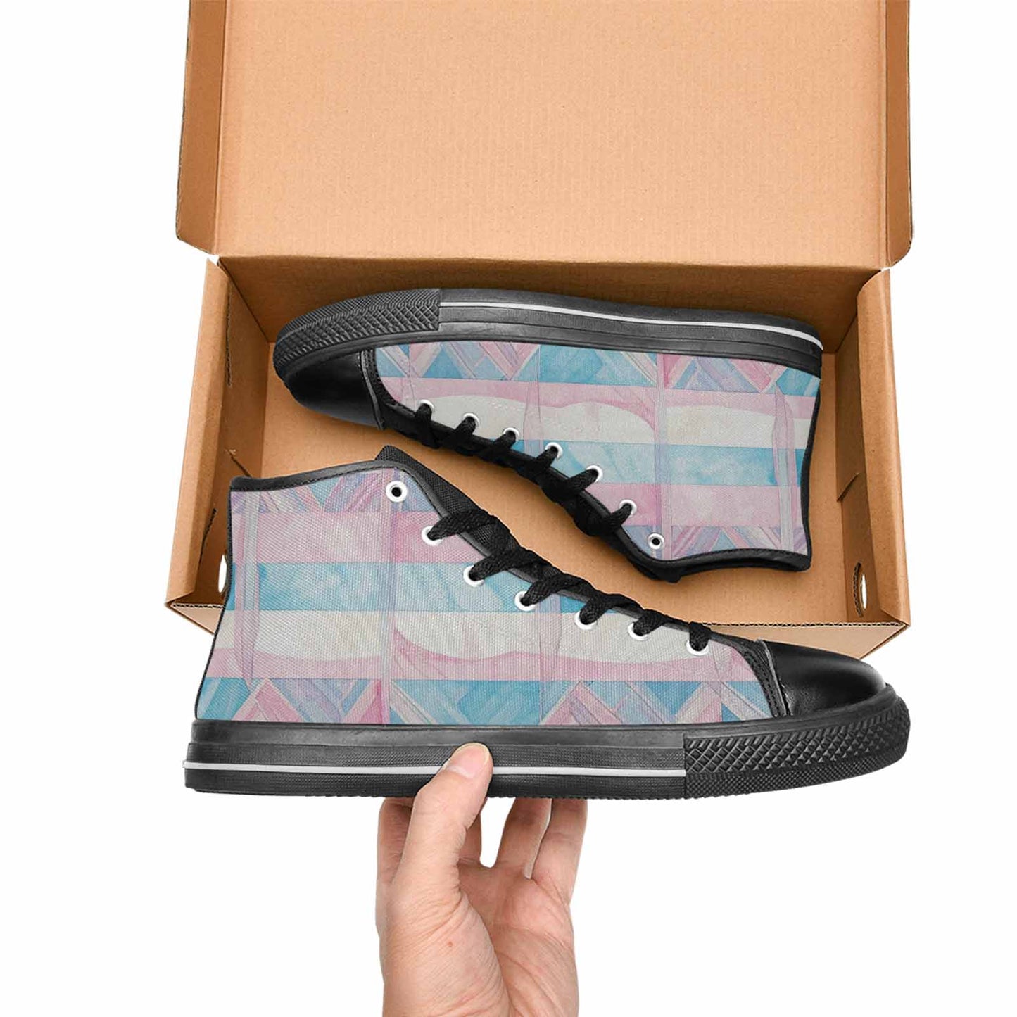 MEN'S Transgender Flag Color High Top Canvas Dark Academia Shoes