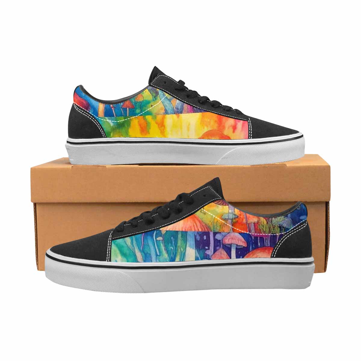 WOMEN'S Mushrooms Tie Dye Lace-Up Canvas Dreamcore Custom Shoes