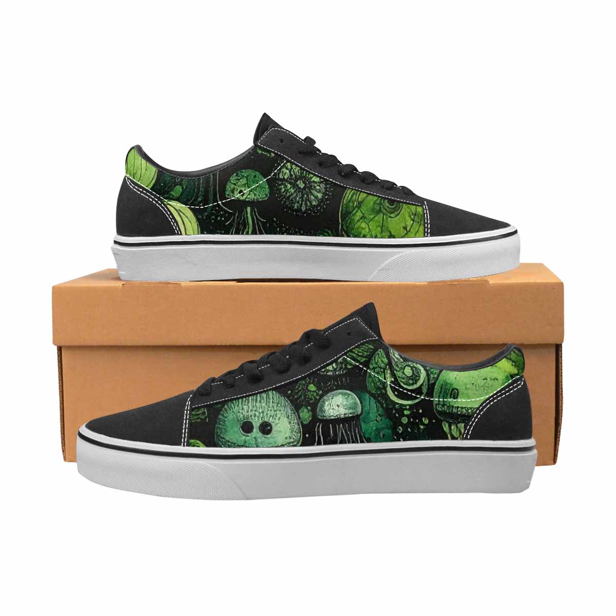 WOMEN'S Sea Creature Burst Lace-Up Canvas Melting Art Custom Sneakers