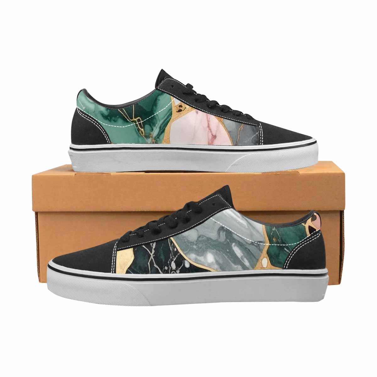 WOMEN'S Marble Stone Texture Canvas Lace-Up Neon Fantasy Shoes